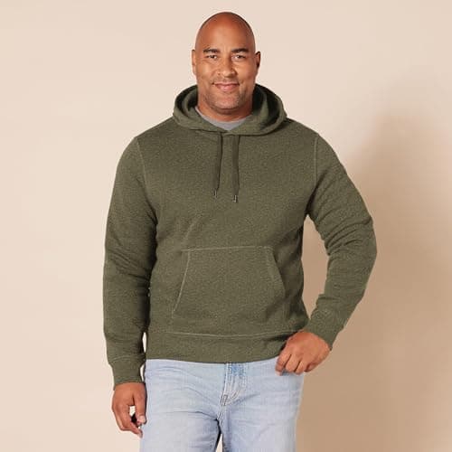 Amazon Essentials Men's Hooded Fleece Sweatshirt, Olive Heather, Small — view 5