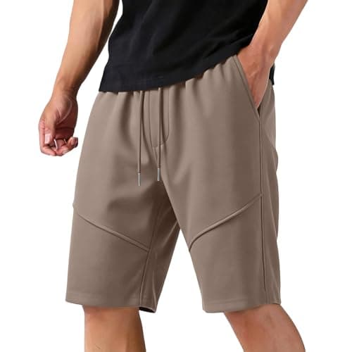 Mens Shorts 2026 Casual Drawstring Lightweight Work Athletic Gym Shorts Lounge Elastic Waist Summer Beach Sweatpants Mens Shorts Brown Large — view 2