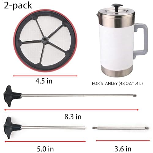 2-Pack Silicone French Press Coffee Makers compatible with Stanley Classic Stay-Hot French Press Coffee Maker 48 oz , french press coffee maker for Stanley Camping Stoves ,coffe press (Black, 2) — view 7