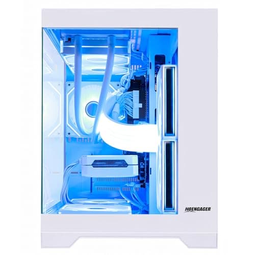 HOENGAGER Panorama Gaming PC Desktop Computer - AMD Ryzen 7 5700G 3.8 GHz, RTX 5060 8GB, 32GB DDR4 RAM 3200, 1TB M.2 PCIE + 1TB SATA SSD, 650W PSU, 240mm AIO, Windows 11 64-bit, White — view 5