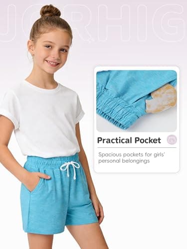 JORHIG 5 Pack Girls Shorts Athletic Soccer Running Active Dry-Fit Sports Basketball Shorts with Drawstring Pocket Set A 10-12 Years — view 5