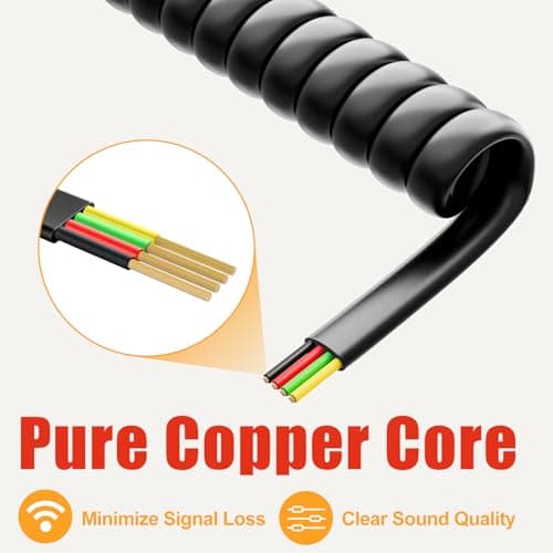 Uvital Telephone Phone Handset Cable Cord, Coiled Length 1.2 to 10 Feet Uncoiled Landline Phone Handset Cable Cord RJ9/RJ10/RJ22 4P4C(Black,2 PCS) — view 3