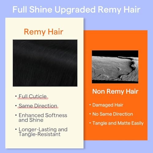 Full Shine Clip in Hair Extensions Human Hair, 1B Natural Black, 14 Inch, 120G, 7 Pcs, Double Weft Remy Brazilian Hair, Silky Straight Add Length and Volume, Office, Sleek Ponytail, Daily Wear — view 4