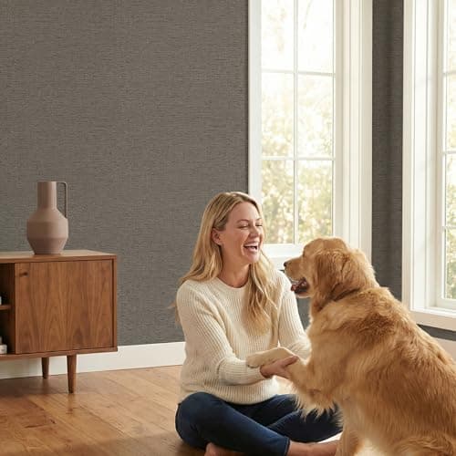 WADILE Grasscloth Peel and Stick Wallpaper 15.7in x 78.7in, Textured Contact Paper for Cabinets, Faux Linen Wall Paper Pull and Stick, Fabric Vinyl Wallpaper Self Adhesive Brown Gray — view 8