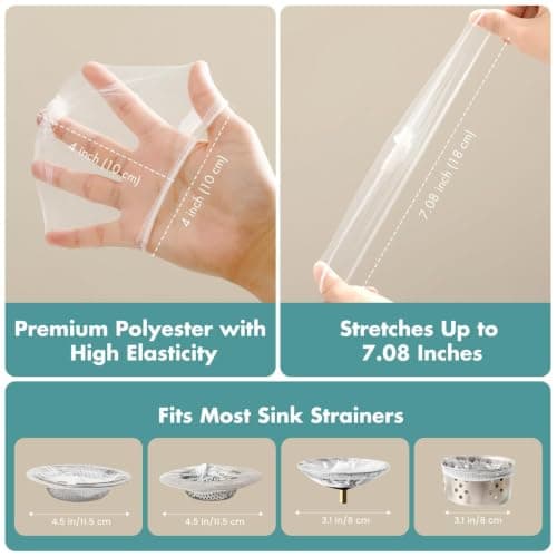 400 Pack Disposable Drain Covers for Sourdough, Kitchen Mesh Sink Strainer Bags, Anti-Clog Drain Catchers for Food Scraps, Coffee Grounds & Hair, Kitchen & Bathroom — view 3