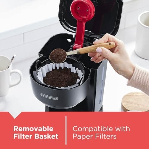 BLACK+DECKER 12-Cup Coffee Maker with Easy On/Off Switch, Easy Pour, Non-Drip Carafe with Removable Filter Basket, Vortex Technology, Black — view 7