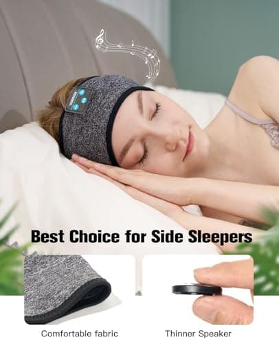 Voerou Sleep Headphones, Bluetooth 5.4 Headband, Wireless Sleeping Headphones with Ultra-Thin Speakers & Comfortable Fabric, Suitable for Sleeping Yoga Meditation Reading Audiobooks