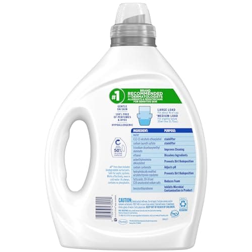 all free clear, Original, Liquid Laundry Detergent for Sensitive Skin, Unscented and Hypoallergenic, Concentrated, 82.5oz, 110 Loads — view 4