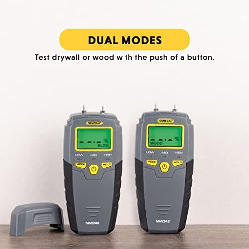 General Tools MMD4E Digital Moisture Meter, Water Leak Detector, Moisture Tester, Pin Type, Backlit LCD Display With Audible and Visual High-Medium-Low Moisture Content Alerts, Grays — view 2