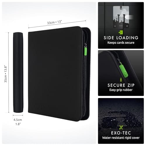 Vault X 12 XL Pocket Zip Binder, 624 Cards, Exo-Tec Material, 26 Side-Loading Pages (Black)