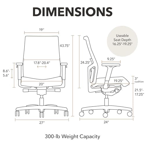 HON Ignition 2.0 Mid‑Back Ergonomic Office Chair, Mesh Task Seating with Lumbar Support, Advanced Synchro‑Tilt, Height and Width Adjustable Arms, Black Frame, Black — view 2