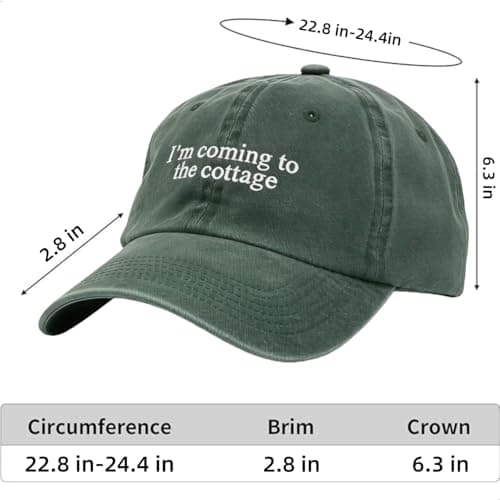Gpaej I'm Coming to The Cottage Hat, Embroidery Text Vintage Style Hockey Theme Baseball Cap Green — view 4
