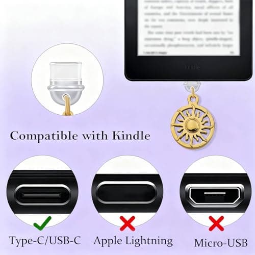 6PCS Shell Dust Plug Charm,Compatible with Kindle Type C Charging Ports
