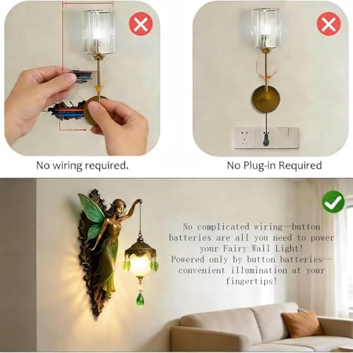 A Beautifully Designed Vintage Wall Lamp, Featuring Fairy Wings Wall Lamp, Creating a Soft and Dreamy Atmosphere, Vintage Style Bedroom Hotel Restaurant Decorative Walls — view 2