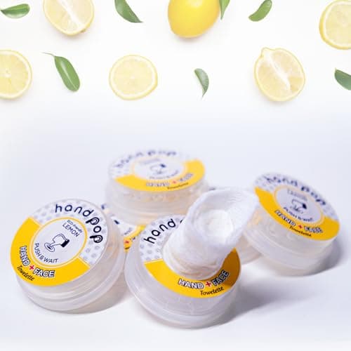 Hand Pop Lemon Scented Wipes - 24 Pack of Travel Size Wet Towelettes, Alcohol-Free, Wipes for Skin Hydration, Convenient, Eco-Friendly, Refreshing, Fits in Gym Bag, Purse, Pocket, or Luggage — view 2