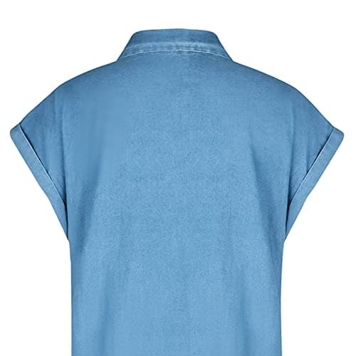 NaRHbrg Denim Dress for Women 2026 Trendy Button Down Short Sleeve Jean Dresses with Pockets Casual Loose Fit Comfy Sundress — view 5