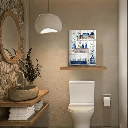 Bathroom Wall Art Canvas Poster Decor Picture For Wall Botanical, Rustic Green, (AA, 30x40 cm, Framed) — view 5