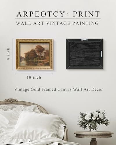 ARPEOTCY Vintage Gold Framed Wall Art Decor, 8x10 Inch Living Room Autumn Scenery Print Fall Wall Decor, Farmhouse Landscape Picture for Bedroom Kitchen, Bathroom Art Decor Aesthetic — view 4