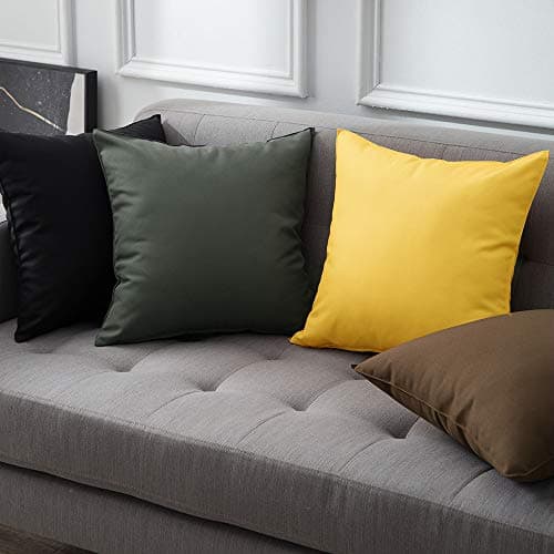 MIULEE Pack of 4 Decorative Outdoor Waterproof Pillow Covers Square Garden Cushion Cases PU Coating Throw Pillow Cover Shell for Patio Tent Park Couch 16x16 Inch Yellow — view 4