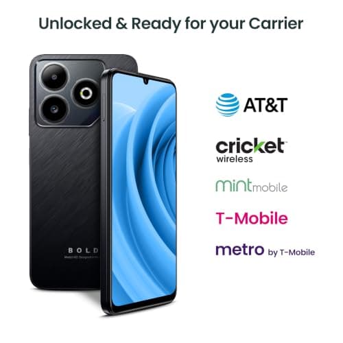 Bold K12 | 2025 | Unlocked | 6.8” HD+ 120Hz Infinity Display | 50MP Main + 8MP Selfie Cameras | 128GB Internal Storage | US Version | US Warranty | Black Blue — view 2