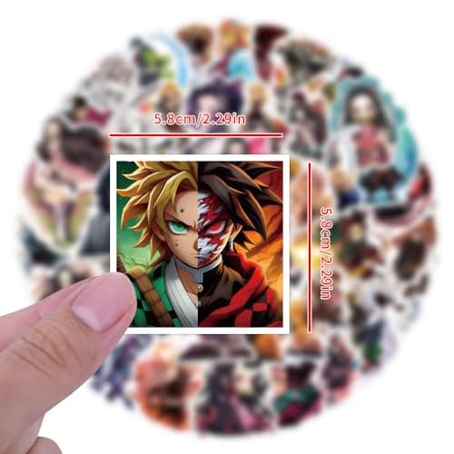 55pcs Demon Anime Slayer‌ Stickers for Teens, Teen-Age Hot Cartoon Sticker for Water Bottle,Laptop,Waterproof Vinyl Decals for Teen Adult Party Supply Favor Decor(Colourful-A) — view 4