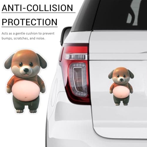 4Pcs Dog Belly Sticker,Anti-Collision Sticker for Car Door Furniture,Cute Puppy Decal with Self Adhesive Backing, Silicone Puppy with Pink Belly — view 3
