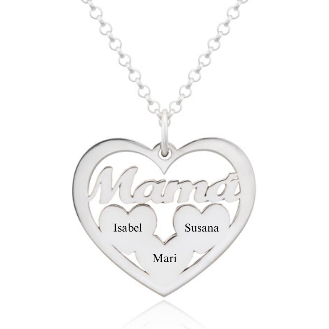 Collar Corazón para Mujer en Plata de Ley 925 personalizable con Nombres de Hijos. Cadena de 45 cm. Ideal para regalar a madres, abuelas en Cumpleaños, Navidad. Hecho en España. (2 Corazones Oro) — view 10
