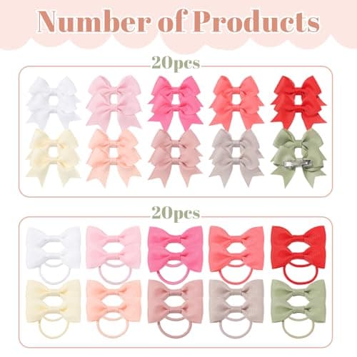40PCS 2Inch Puppy Dog Hair Bows with Clips & Rubber Bands, Small Pet Grooming Hair Accessories, Cute Puppy Hair Clips for Small Dogs Cats, Mixed Colors — view 3