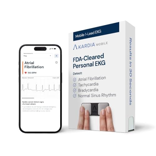 KardiaMobile 1-Lead EKG Monitor, Medical-Grade FDA-Cleared Personal Heart Monitor, Detects Normal, AFib & Arrhythmias, 30 Second Results, Works with Most Smartphones, HSA&FSA Eligible