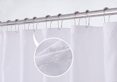 N&Y HOME Fabric Shower Curtain Liner Solid White with Magnets, Hotel Quality, Machine Washable