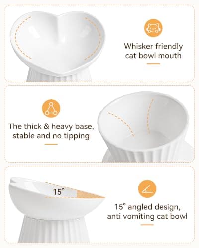 Wellbro Elevated Cat Food Bowl, Ceramic Titled Whisker Friendly, 5.3in Wide — view 4