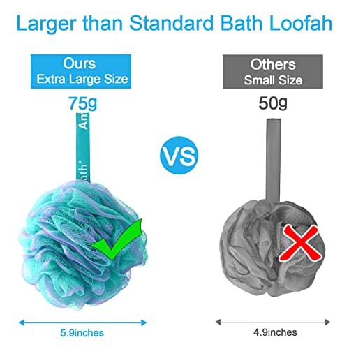 AmazerBath Loofah Sponge 75g/Piece, Exfoliating Bath Sponge Body Scrubber - Loofa Set of 4 Flower Color (Large, Green-Purple) — view 5