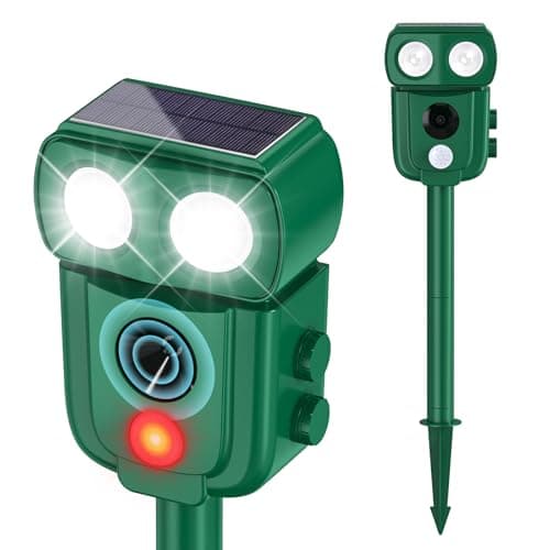 Cusbus Ultrasonic Animal Repellent Outdoor, Waterproof, Solar Power, Green