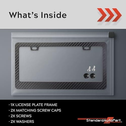 StandardAutoPart Silicone License Plate Frame – Rust-Proof, Rattle-Proof, Weatherproof Cover & Bracket Holder for Front/Rear US & Canada Standard Car Plates (Carbon Fiber Black Edition, Pack of 1) — view 4