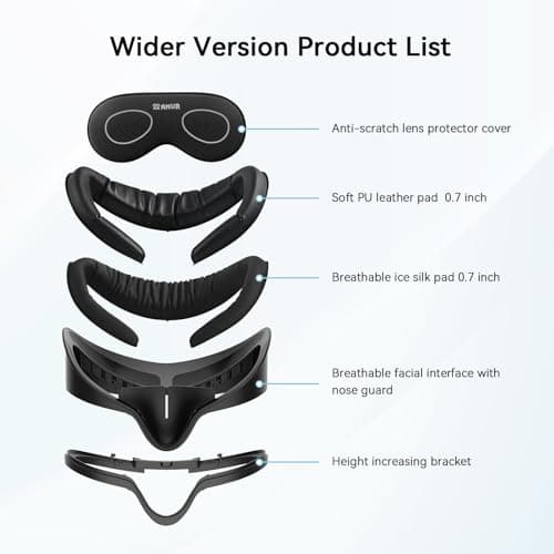 AMVR Facial Interface Face Pad Cover Compatible with Meta/Oculus Quest 3S Accessories, Comfort PU and Ice Silk Cotton Cushion,Not Fit Q3 (Larger)