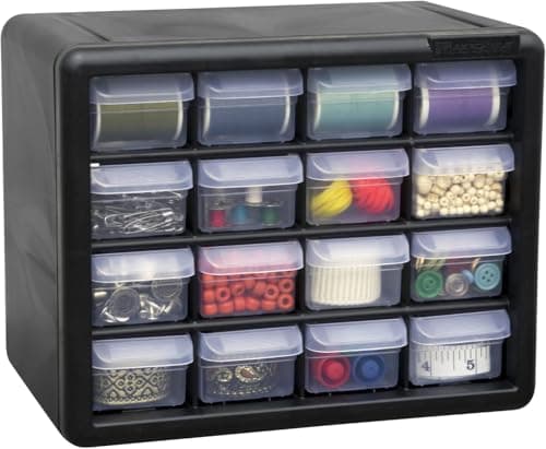 Akro-Mils 16-Drawer Plastic Drawer Storage Cabinet for Garage Organization, Beads, Makeup Organizer, Building Bricks Storage, Teacher Toolbox, 10-1/2" W x 6-1/2" D x 8-1/2" H, 10116 Black — view 17