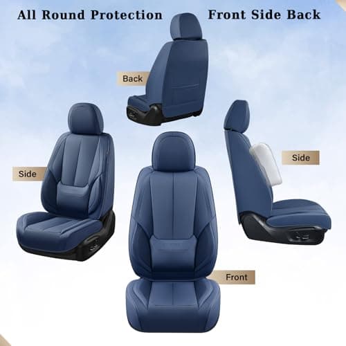 Coverado Seat Covers, Car Seat Covers Front Seats, Car Seat Cover, Car Seat Protector Waterproof, Car Seat Cushion Nappa Leather, Blue Seat Covers Carseat Cover Universal Fit for Most Cars — view 6