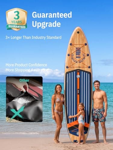 Niphean (Extra Large) Inflatable Paddle Board, SUP for 2+1 People/Family 500lbs Capacity Stand Up Paddle Board with SUP Accessories, StabilTrac Fin Non-Slip Paddleboard for Adults-Light Gray — view 5