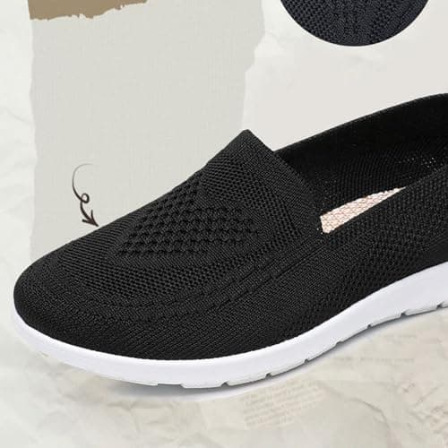 Women's Mesh Walking Shoes Summer Breathable Soft Arch Support Walking Anti-Skid Sports Shoes Black — view 5