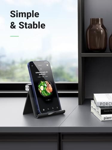 UGREEN Cell Phone Stand Holder for Desk Adjustable Compatible with iPhone 13 12 Pro Max 11 SE XS XR 8 Plus 6 7 Samsung Galaxy Note20 S20 S10 S9 S8 Cellphone Mobile Phone Holder Foldable Black