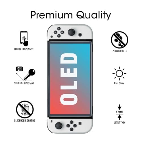 amFilm Auto-Alignment OneTouch for Nintendo Switch OLED Screen Protector [7.0"] 2021, Tempered Glass, 30 Seconds Installation, Bubble Free, Scratch Resistant, Touch Sensitive, Matte [2 Pack] — view 4