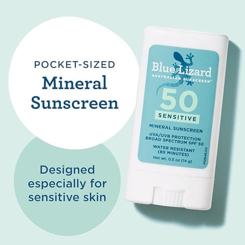 BLUE LIZARD Sensitive Mineral Sunscreen Stick with Zinc Oxide, SPF 50+, Water Resistant, UVA UVB Protection Easy to Apply, Fragrance Free, 0.5 Oz — view 3