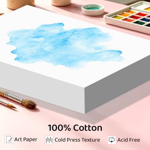 84 Sheets Watercolor Paper 5x7, 110lb/230gsm Cold Press Watercolor Paper Bulk, Cotton Water Color Paper, White Drawing Paper for Sketching, Acrylic, Gouache, Watercolor Supplies for Kids Adults — view 2