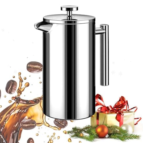 WORBIC Large French Press Coffee Maker 50oz (1.5L), 304 Stainless Steel Double Wall Insulated Coffee Press for Camping, Backpacking, Party, Travel, Gift Set, Dishwasher Safe (Silver, 6-8 Cups) — view 7