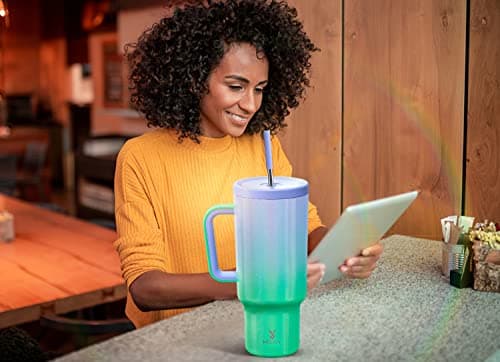 Meoky 40 oz Tumbler with Handle for Travel: Insulated Tumbler with Straw and Lid - 100% Leakproof Stainless Steel Water Bottle with Straw for Car Road Trips - Commuters Drivers Workers, Fairyland — view 5