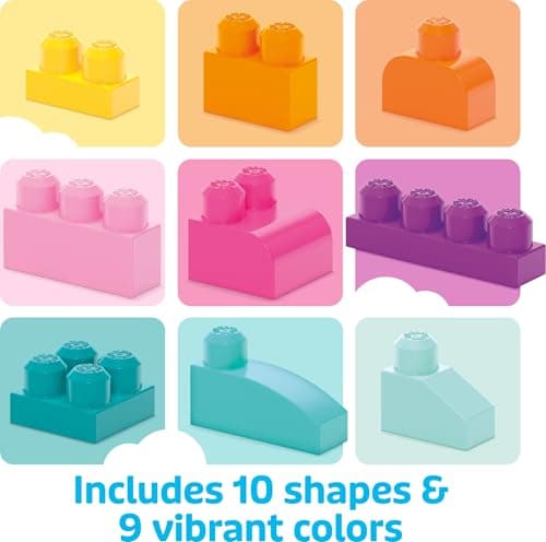 MEGA BLOKS First Builders Toddler Blocks Toys Set, Big Building Bag Collection with 80 Pieces and Storage, Pink, Ages 1+ Years — view 5