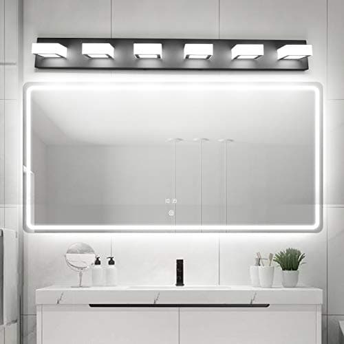 Ralbay LED Modern Black Bathroom Vanity Light 6 Light Acrylic Matte Black Modern Bathroom Vanity Lighting Fixtures Black Vanity Light for Bathroom — view 3