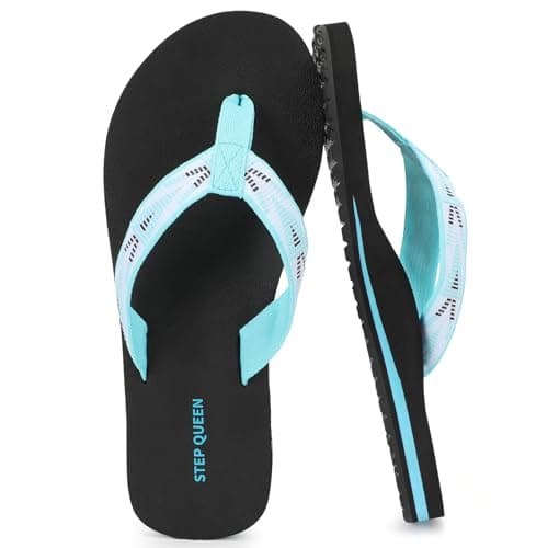 Flip Flops Women for Arch Support Summer Beach Thong Sandals Black Size 8
