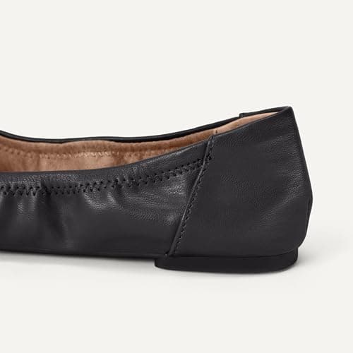 Amazon Essentials Women's Belice Comfortable Slip-On Ballet Flats Shoes, Black Faux Leather, 8 — view 5