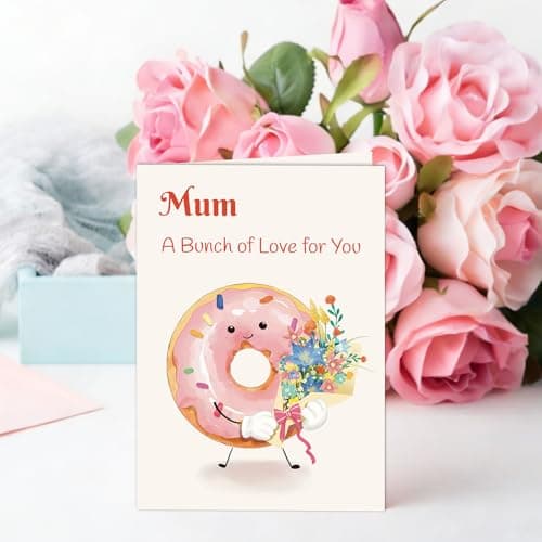HOMANGA Mothers Day Card for Mom, Mothers Day Gift from Son or Daughter, Cute Donut Flower Design, Heartfelt Happy Mother's Day Greeting Card with Envelope — view 4